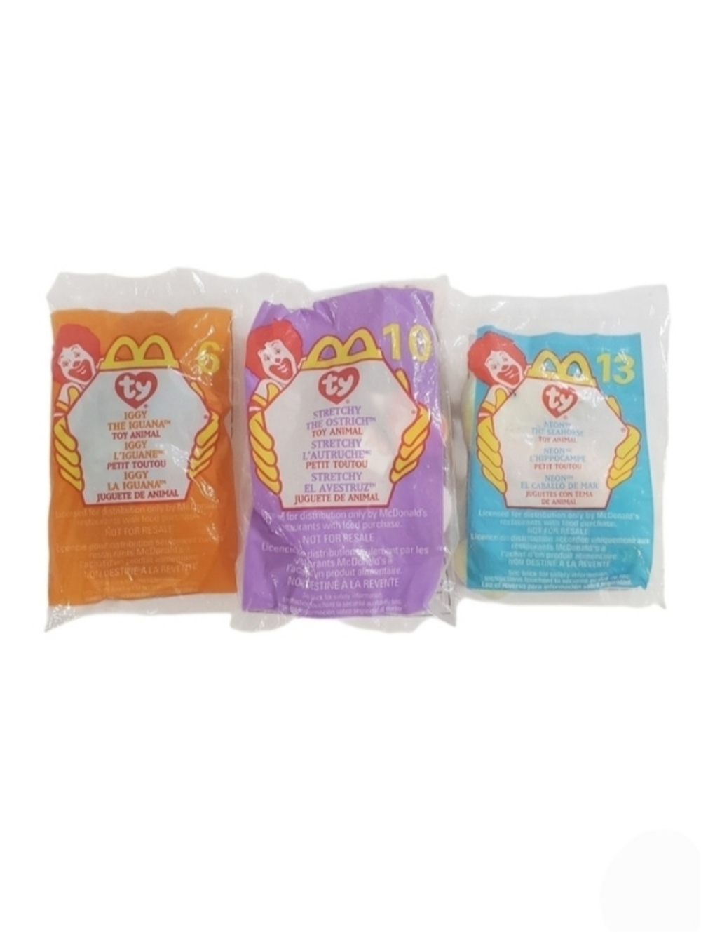 McDonald's Ty Teenie Beanie Babies NIP - Neon Stretch & Iggy